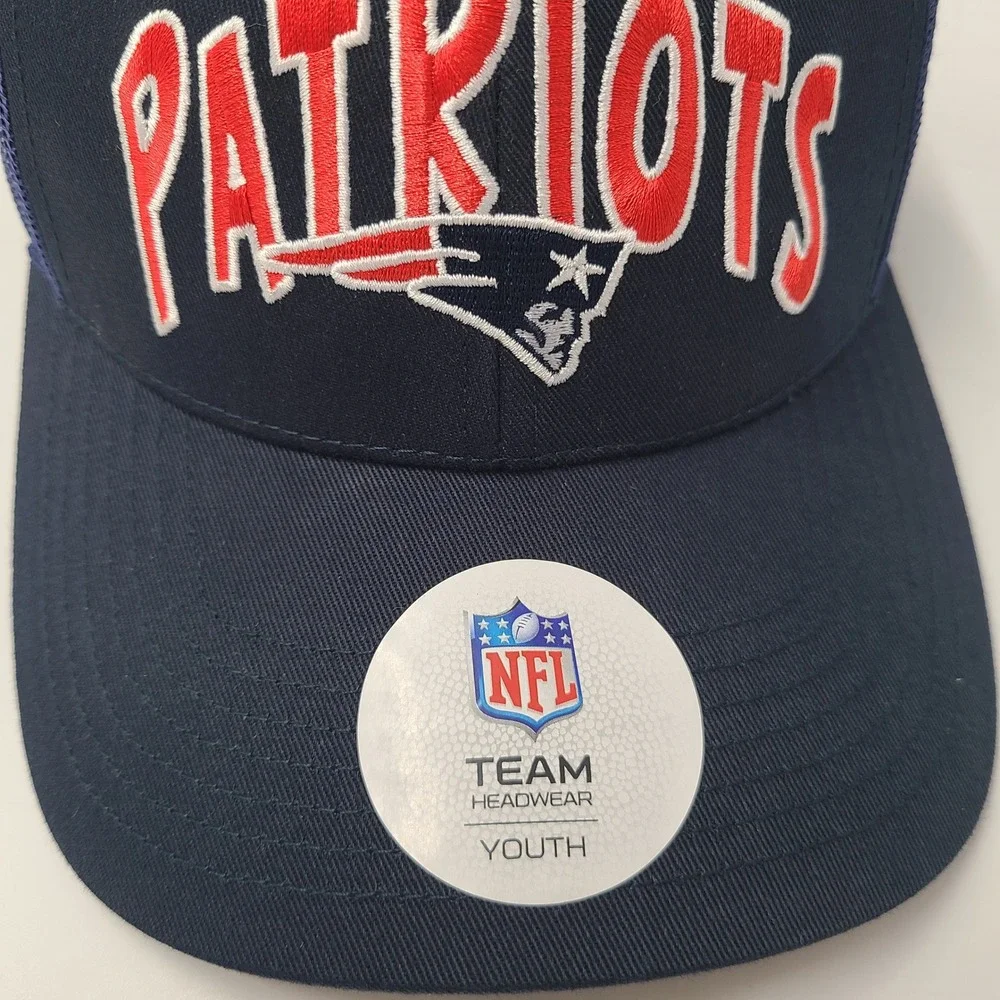 Youth New England Patriots Hat Adjustable Trucker Mesh NFL Team Apparel Blue NFL